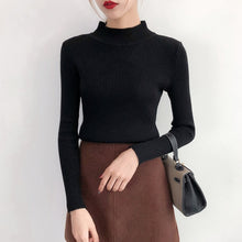 Load image into Gallery viewer, Red Beige Khaki Coffee Green Gray Black Brown Slim Turtleneck Sweater for Women Basic Pullovers Lady's Sweater Female Jumper