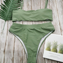 Load image into Gallery viewer, Sexy High Waist Bikini Set Swimsuit Popular Swimming Suit Biquini Two Pieces Solid High Quality Swimwear Women Fashion Beachwear