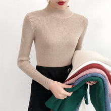Load image into Gallery viewer, Red Beige Khaki Coffee Green Gray Black Brown Slim Turtleneck Sweater for Women Basic Pullovers Lady&#39;s Sweater Female Jumper
