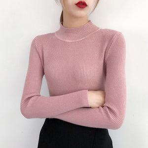 Red Beige Khaki Coffee Green Gray Black Brown Slim Turtleneck Sweater for Women Basic Pullovers Lady's Sweater Female Jumper