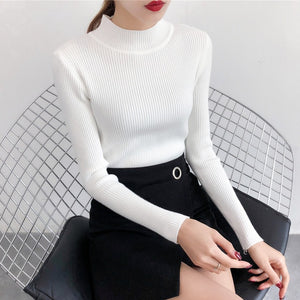 Red Beige Khaki Coffee Green Gray Black Brown Slim Turtleneck Sweater for Women Basic Pullovers Lady's Sweater Female Jumper