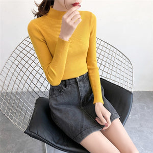 Red Beige Khaki Coffee Green Gray Black Brown Slim Turtleneck Sweater for Women Basic Pullovers Lady's Sweater Female Jumper