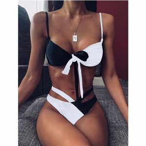 2019 Sexy Women High Waist Bikini Swimsuit Swimwear Female Bandeau Thong Brazilian Biquini Bikini Set Bathing Suit Bather