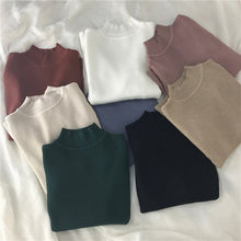 Load image into Gallery viewer, Red Beige Khaki Coffee Green Gray Black Brown Slim Turtleneck Sweater for Women Basic Pullovers Lady&#39;s Sweater Female Jumper
